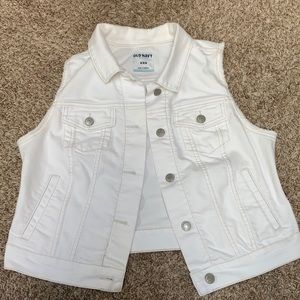 Old Navy White Denim Sleeveless Vest Jean Jacket
